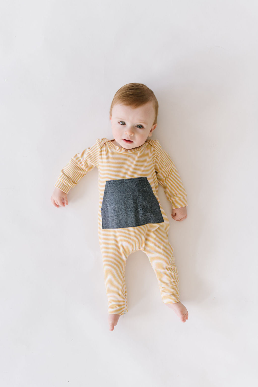 Gold Stripe Bamboo Zipper Romper for Baby - Soft & Comfortable Unisex Jumpsuit for Newborns, Infants | Perfect for Playtime, Photo Shoots & Everyday Wear