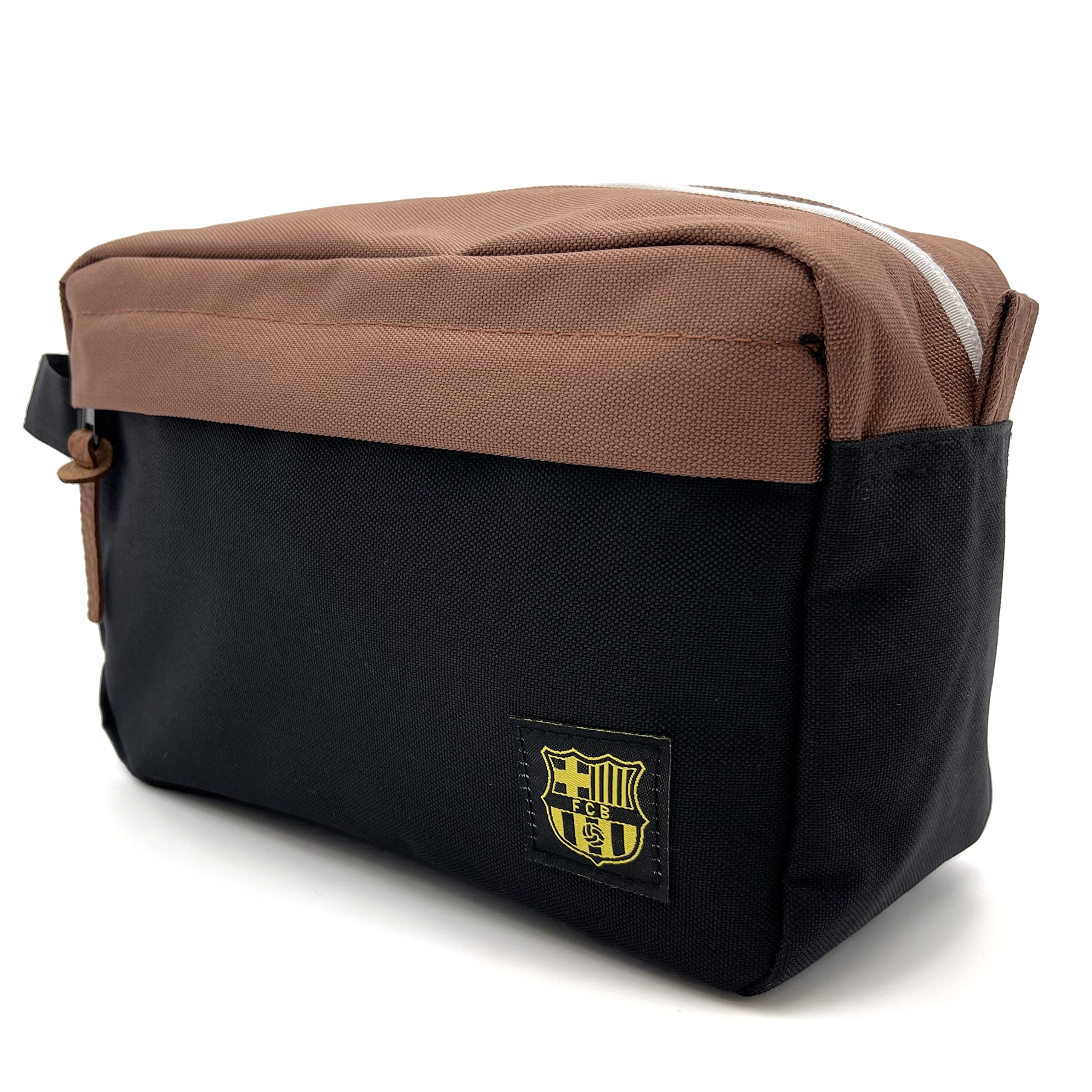 Official FC Barcelona Licensed Toiletry Travel Bag - Black Soccer Team Logo Cosmetic Bag for Men & Women | Perfect for Gym, Travel & Sports Fans