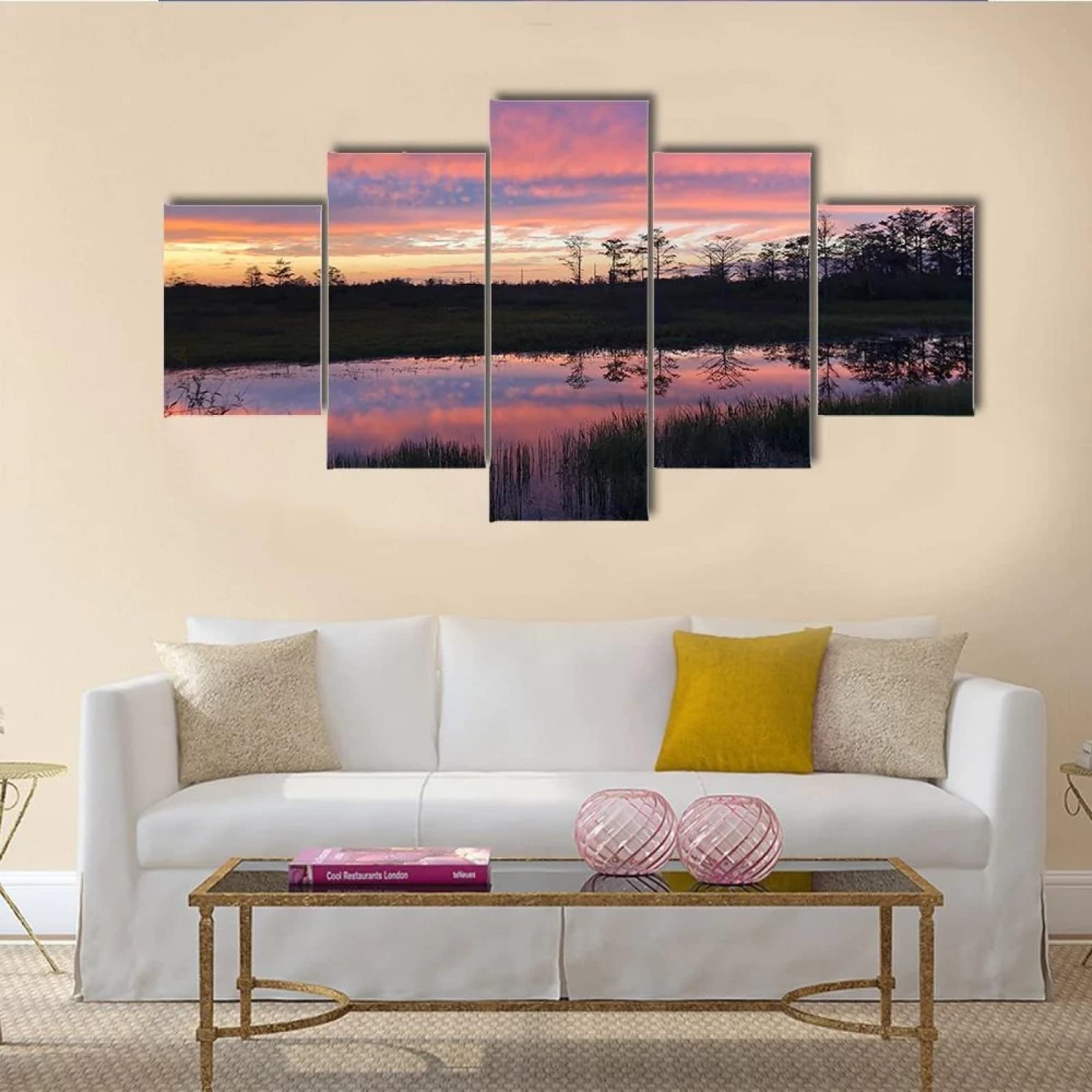 Everglades Swamp Sunset Canvas Wall Art - Modern Home Decor Painting, Nature Landscape Print for Living Room, Bedroom & Office