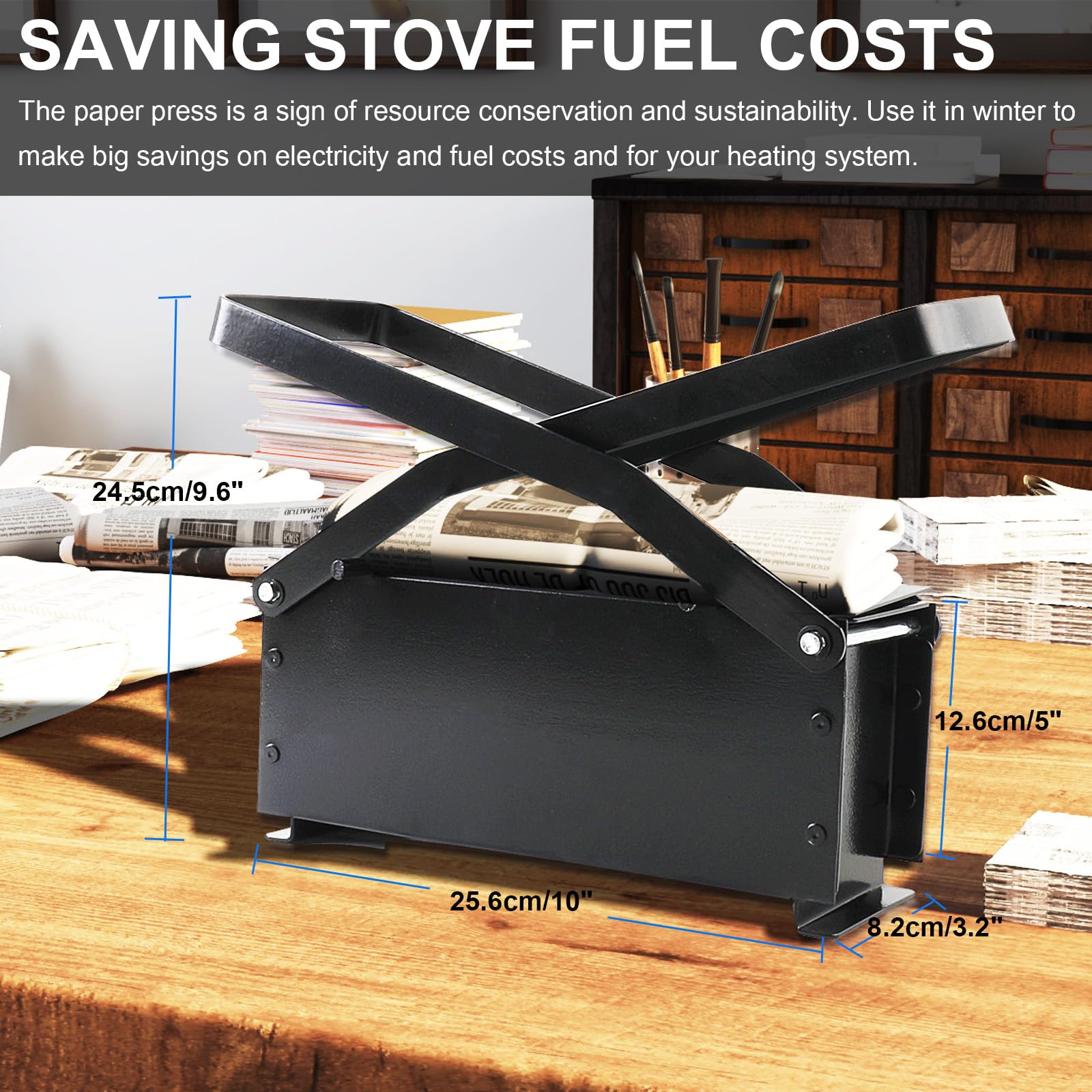 Eco-Friendly Newspaper Briquette Maker - Manual Paper Log Press Machine for Recycling & Heating - Compact 25.6×8.2×12.6 cm Brick Maker for Fireplace, Wood Stove & Camping (Perfect for Home, RV & Outdoor Use)