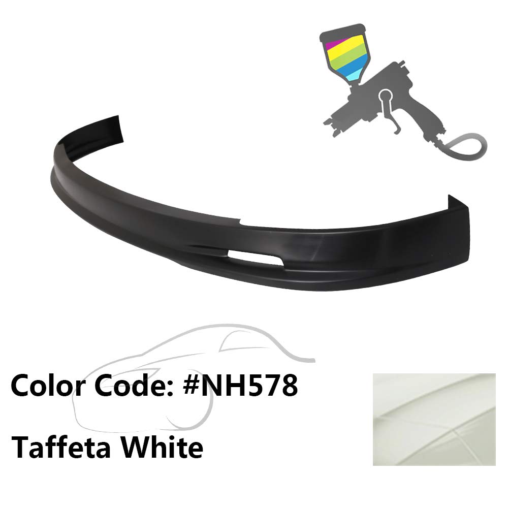 IKON MOTORSPORTS Front Bumper Lip for 2001-2003 Honda Civic Coupe & Sedan - Painted NH578 Taffeta White PP Air Chin Diffuser Spoiler - Enhances Aerodynamics & Sporty Look for Street Racing & Car Shows