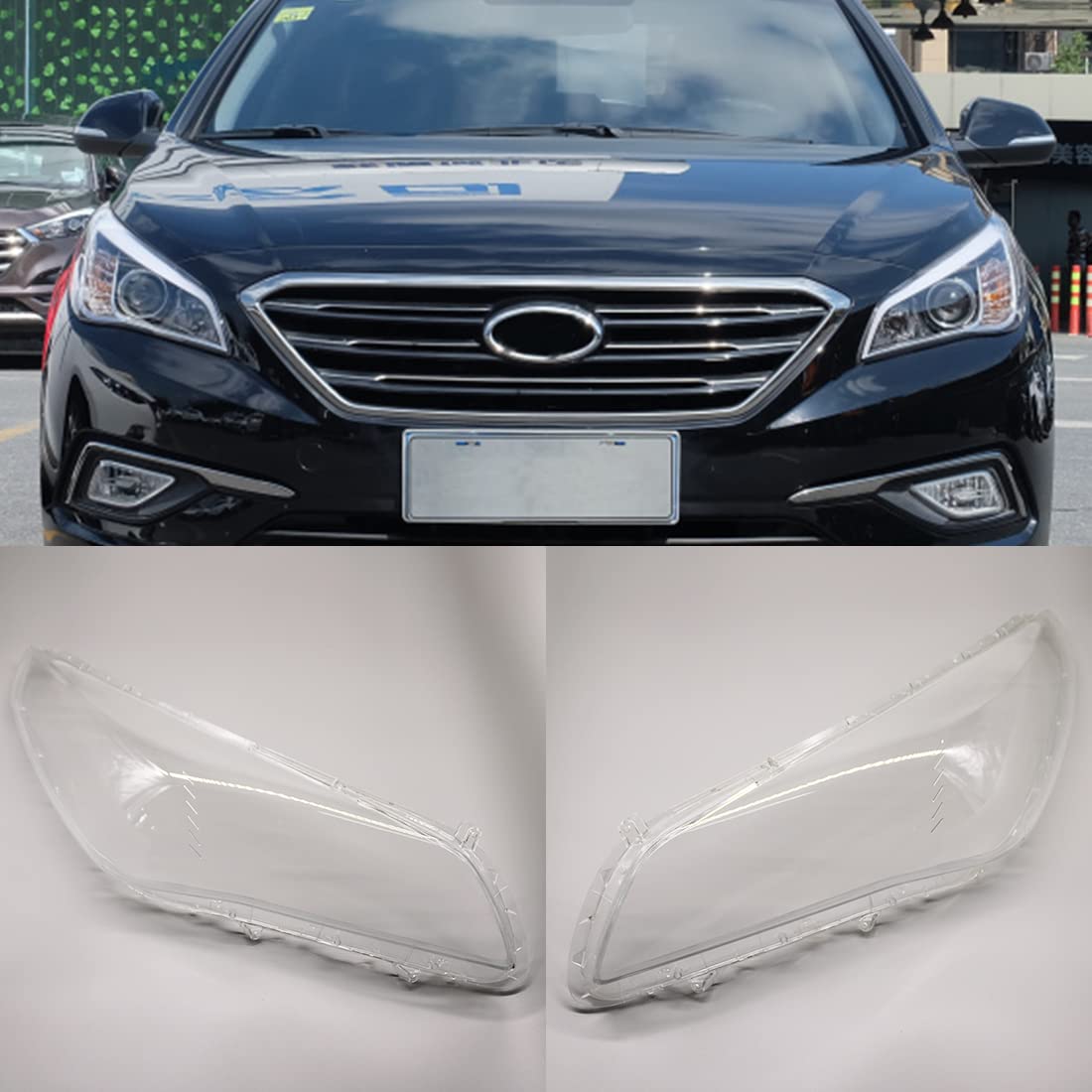 **2015-2016 Hyundai Sonata Headlight Lens Replacement Pair - Durable Front Auto Shell Cover & Bright Lamp Shade Caps for Enhanced Night Driving Safety**