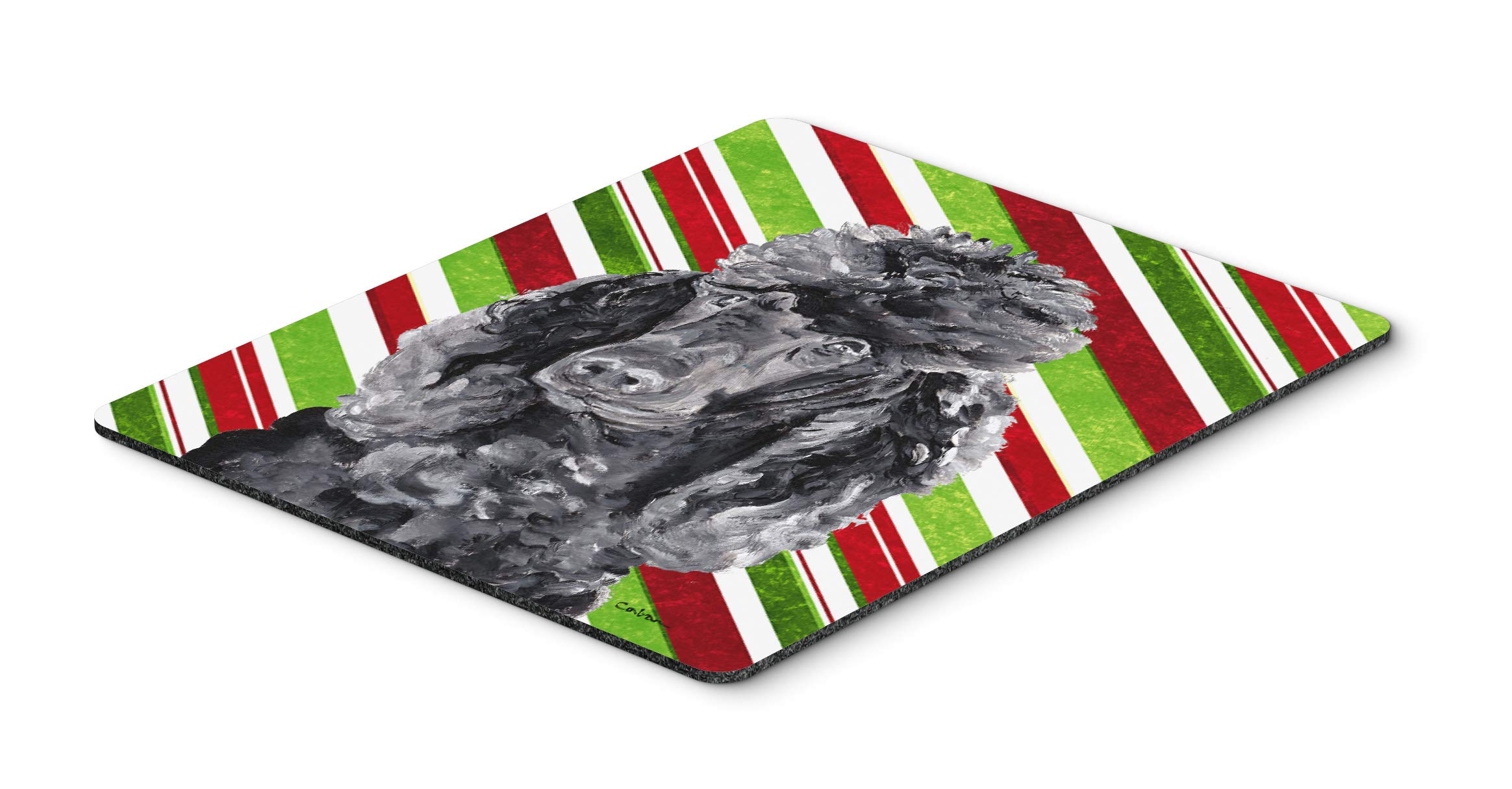 Caroline's Treasures SC9794MP Black Standard Poodle Candy Cane Christmas Mouse Pad - Large Washable Non-Slip Desk Mat for Home Office, Gaming & Computer Use - Perfect Holiday Gift & Festive Decor