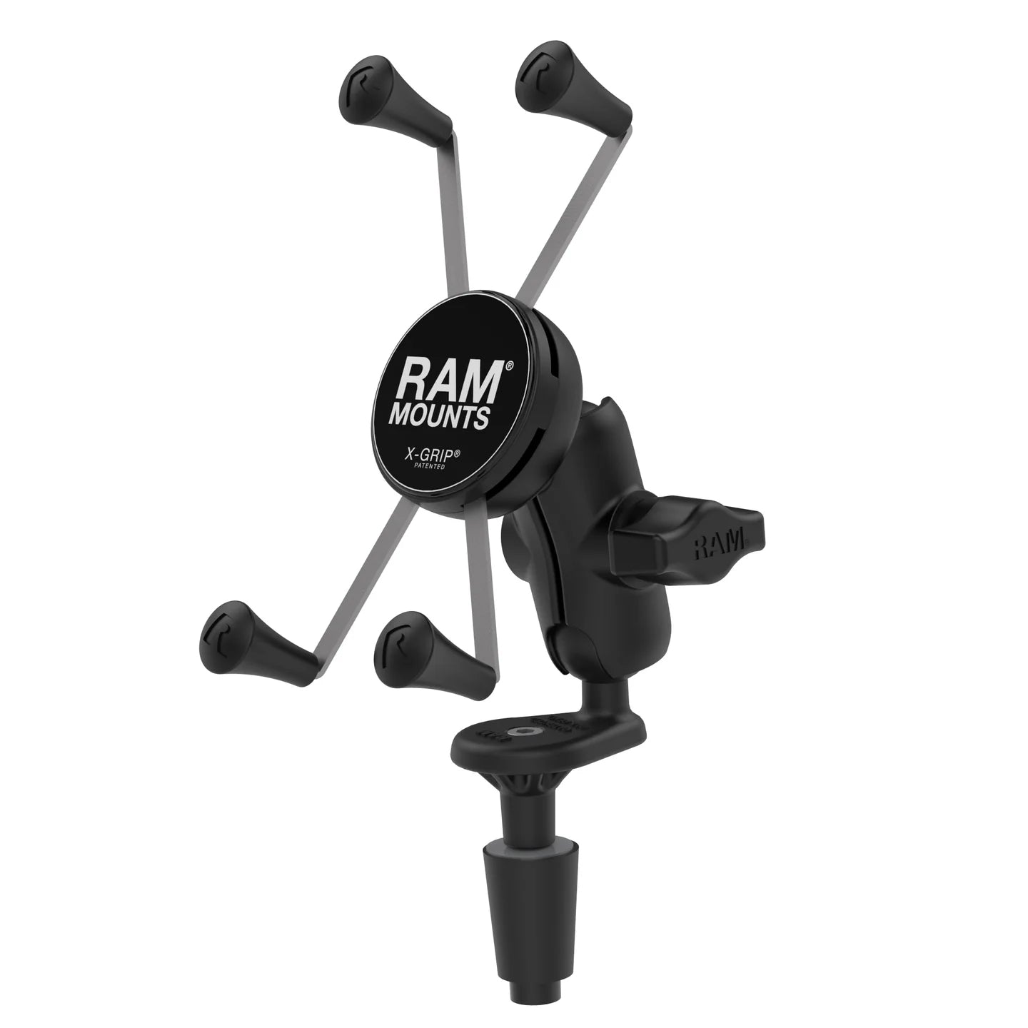 RAM Fork Stem Mount with Double Arm & Universal RAM X Grip Phone Holder - Compatible with Smartphones, GPS & Tablets - Perfect for Motorcycles, Bikes & ATVs (RAM B 176 A UN10U)