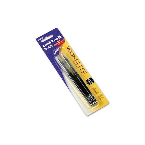 Uni-ball Vision Elite Roller Ball Pen Refills - Bold Black Ink, 2-Pack (30 Pack) - Smooth Writing for Office, School & Professional Documents