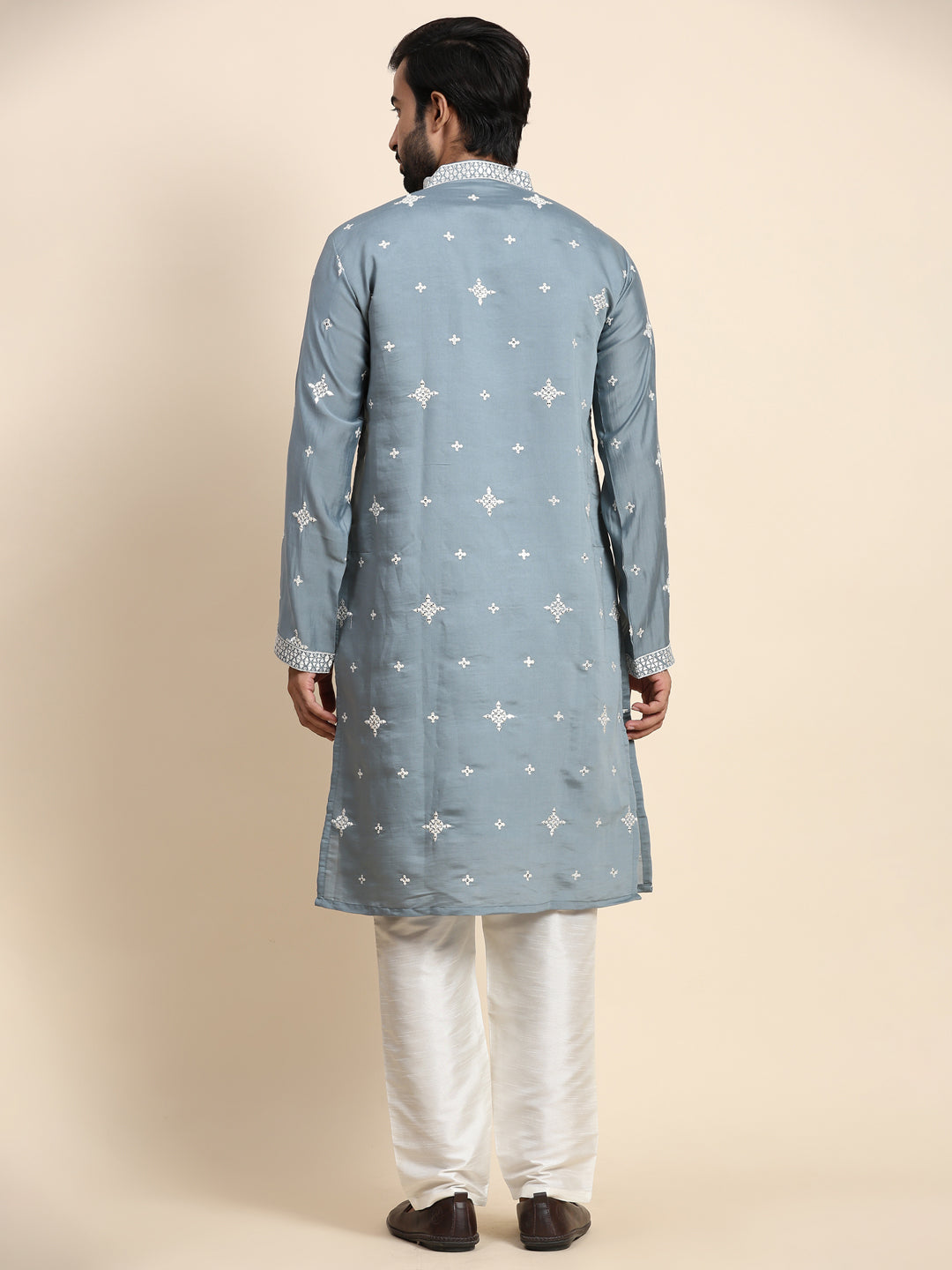 Elegant Blue Embroidered Kurta Pajama Set for Men - Traditional Indian Festive Wear for Weddings & Celebrations