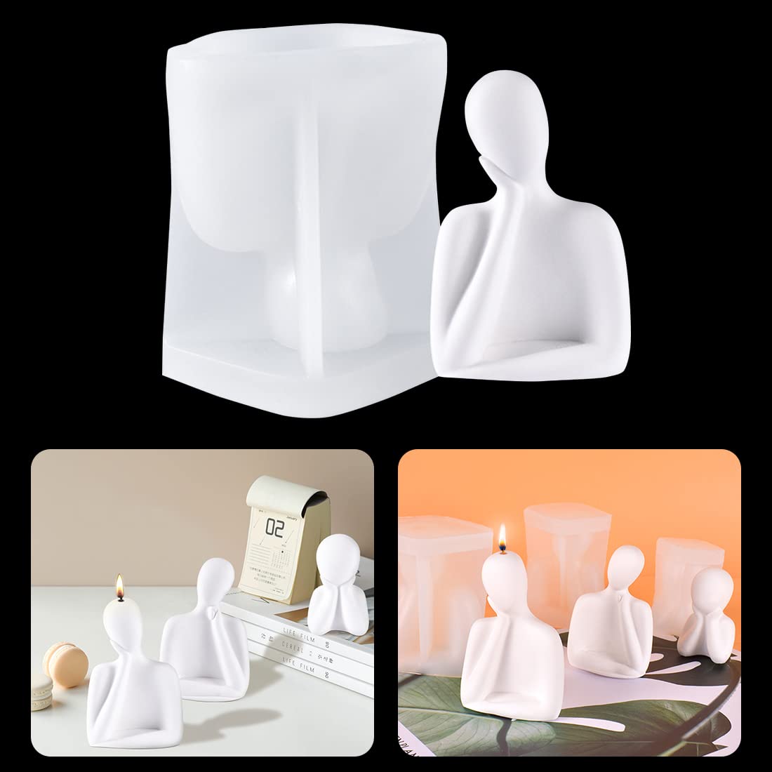 Voyyphixa 3D Human Silicone Molds for DIY Candles, Resin Art, Soap Making & Clay Crafts - Realistic Body Sculpture Molds for Aromatherapy, Home Decor & Gift Making (Candle C)