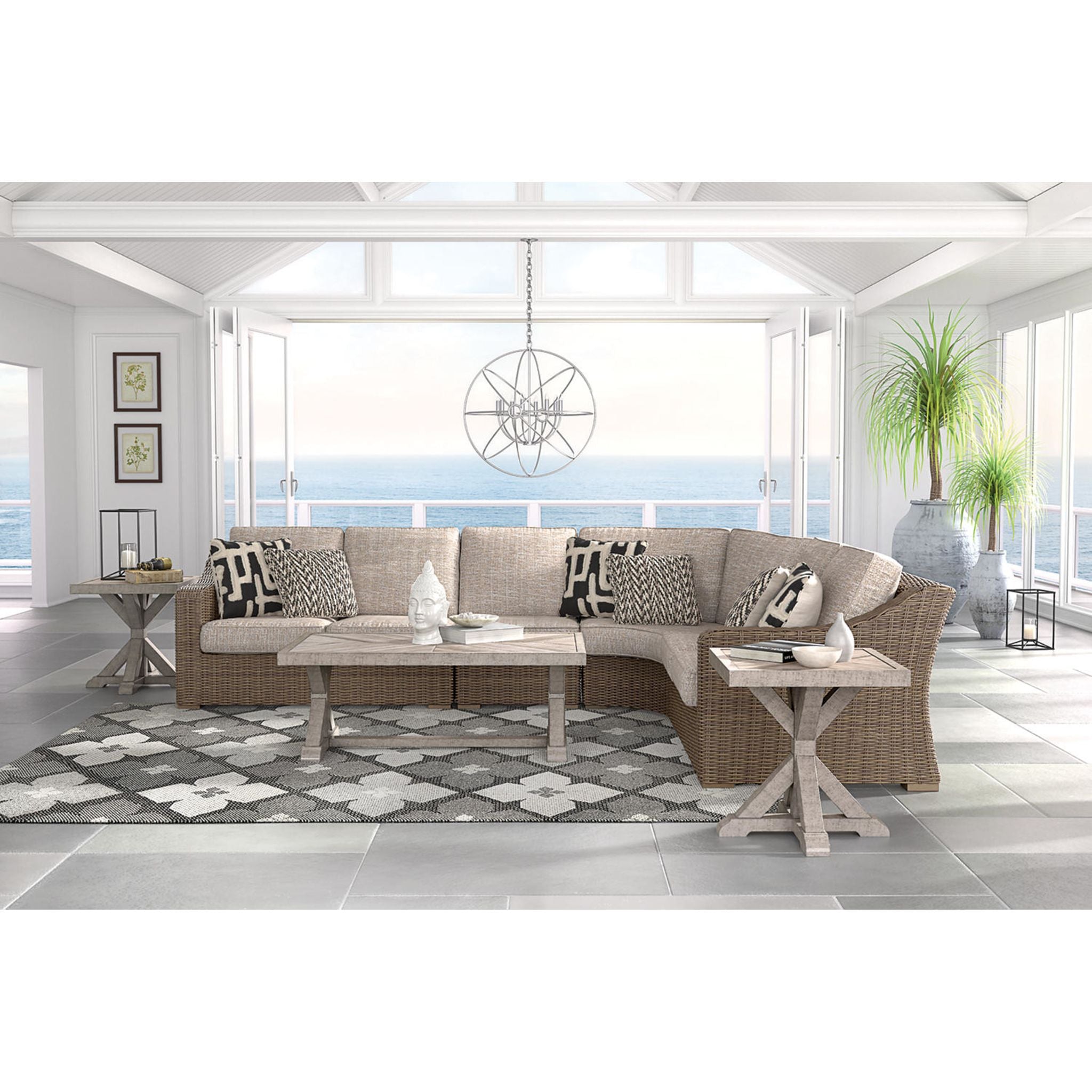 Beachcroft 4-Piece Outdoor Modular Sectional Sofa Set - Waterproof Patio Furniture for Backyard, Poolside & Garden Lounge (Grey) | Perfect for Entertaining & Relaxing Outdoors