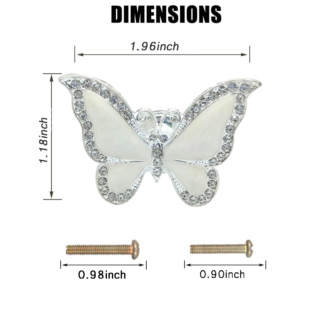 4PCS Butterfly Cabinet Knobs - Single Hole Pulls for Drawers & Wardrobes - Living Room & Bedroom Decor (Off White)