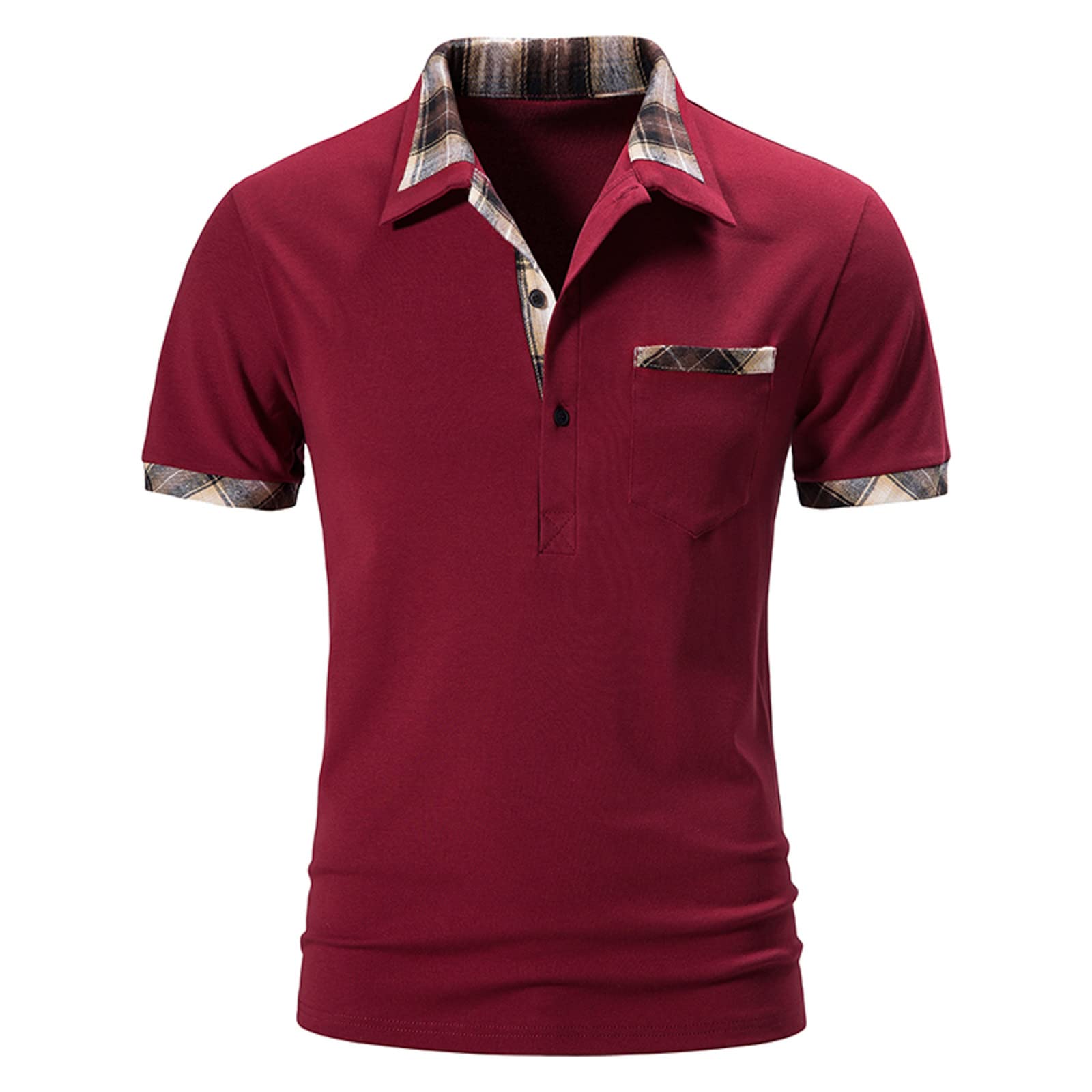 Men's Slim Fit Dress Shirt | Casual & Business Formal Button Down Shirt | Contrast Inner Short Sleeve Summer Shirt for Office, Date Night & Outdoor Events