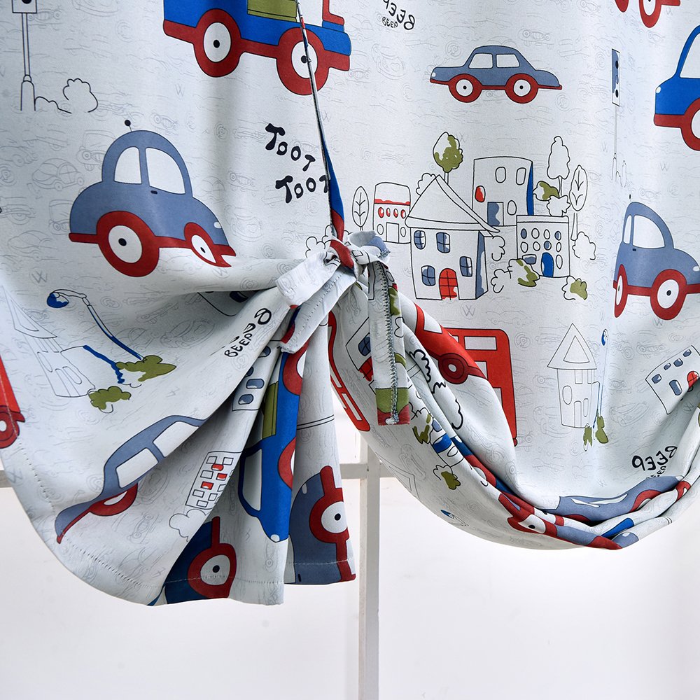 ELEOPTION Thermal Insulated Blackout Curtains for Small Windows - Car Pattern Design, 24