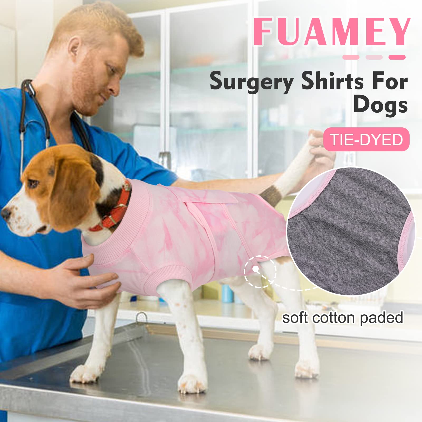 Post-Surgery Recovery Suit for Dogs - Soft Breathable Dog Bodysuit, E-Collar & Cone Alternative - Male & Female Dog Neuter/Spay Suits - Anti-Licking Wound Protection Onesie - Pink Tie Dye XXL - Ideal for Post-Op Care, Wound Healing & Comfort After Surgery