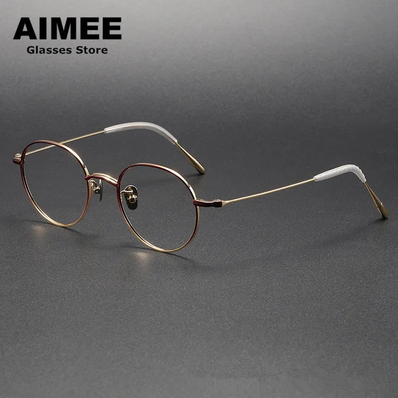 Aimee Unisex Full Rim Round Square Titanium Eyeglasses 14153 - Lightweight Durable Frame for Men & Women - Perfect for Reading, Work, and Everyday Use
