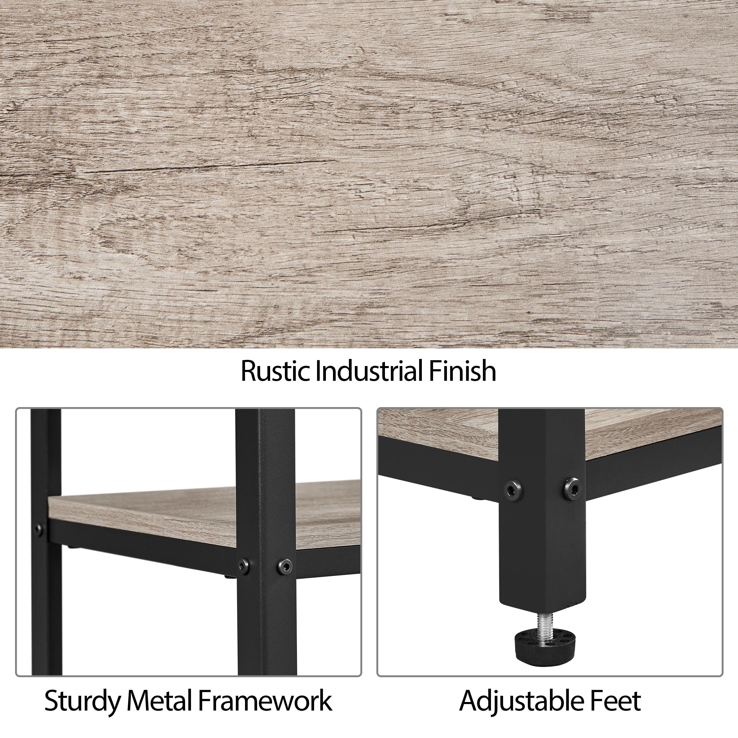 Yaheetech 30 Inch Tall 3-Tier End Table with Sturdy Wooden Shelves & Metal Frame - Small Side Table for Living Room, Office, Bedroom, Dorm - Space Saving Furniture in Gray (Perfect for Small Spaces & Home Decor)