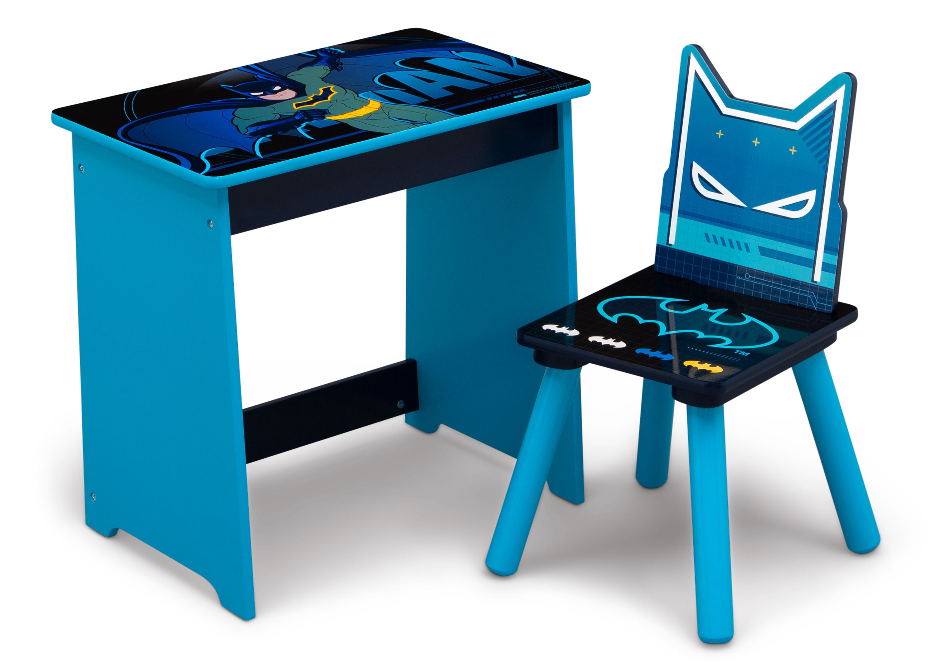 Batman Kids Wooden Art Desk and Chair Set - Study Table for Children's Room, Creative Drawing & Homework Station - Perfect for Toddlers & Preschoolers