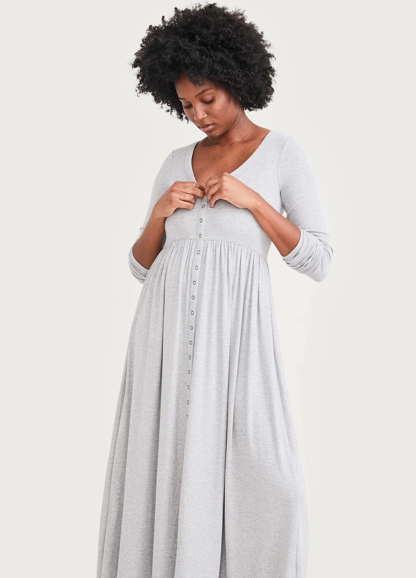 Ultra Soft Rib Nursing Dress for Breastfeeding Moms - Comfortable Maternity Wear for Nursing, Lounging & Everyday Use