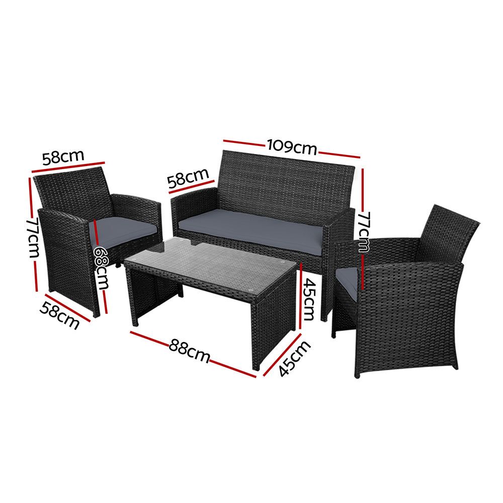 Premium Gardeon Rattan Outdoor Furniture Set - All-Weather Wicker Patio Lounge & Dining Set with Storage Cover (Black) - Perfect for Backyard, Garden, Poolside & Outdoor Entertaining
