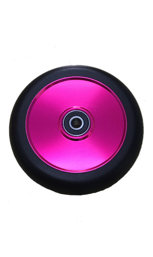 Huoli SW13 110mm Hollow Core Scooter Wheels - Lightweight & Durable Black/Pink Skateboard Wheels for Street Tricks & Commuting