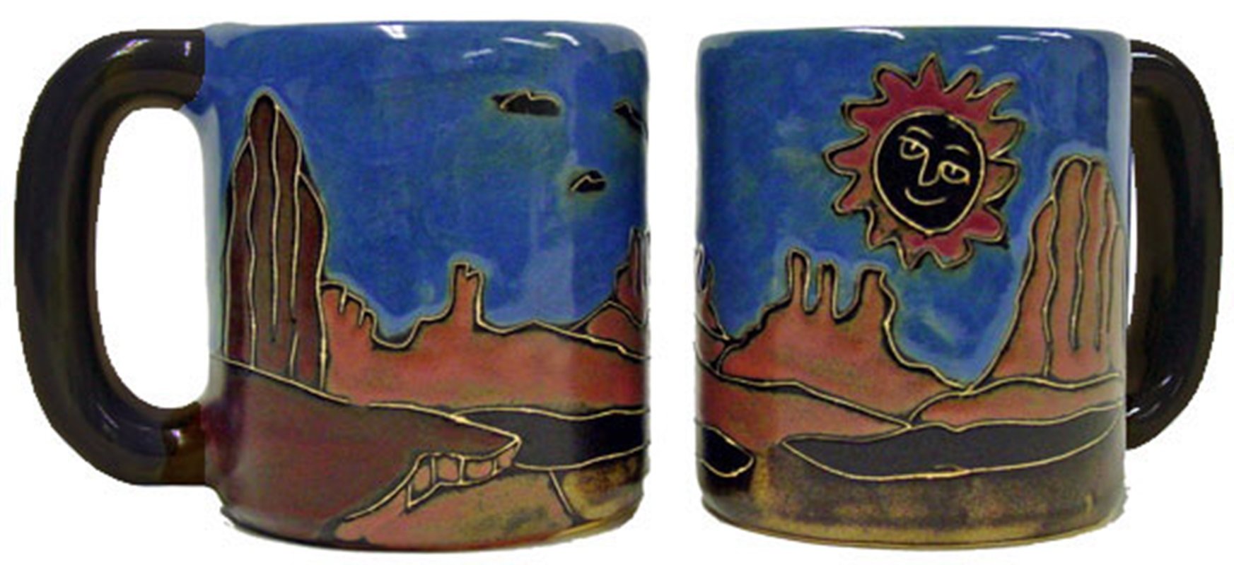 Premium 16 oz Mara Stoneware Coffee Mugs Set of 2 - Rustic Red Rock Design for Hot & Cold Beverages - Perfect for Home, Office, or Gift Giving
