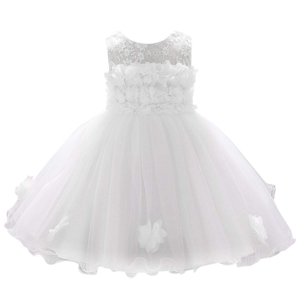 **Floral Lace Baby Girls Dress 0-24M - Sleeveless Tulle Pageant Gown for Birthday Party, Princess Photo Shoot & Special Occasions**