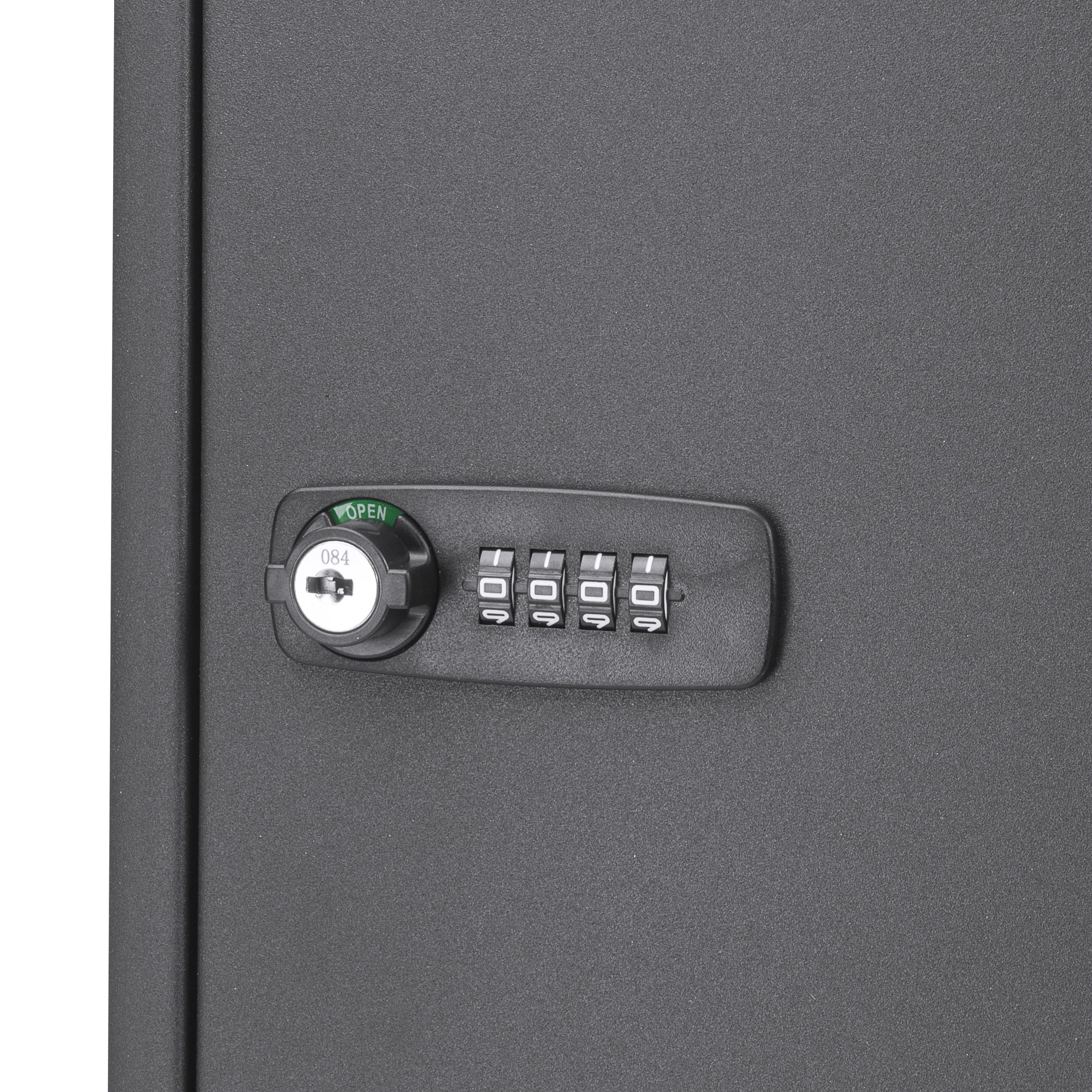 Barska 64-Position Wall Mount Adjustable Security Cabinet with Combination Lock & Key Tag Labels - Gray | Ideal for Home, Office & Garage Storage of Valuables, Documents & Tools