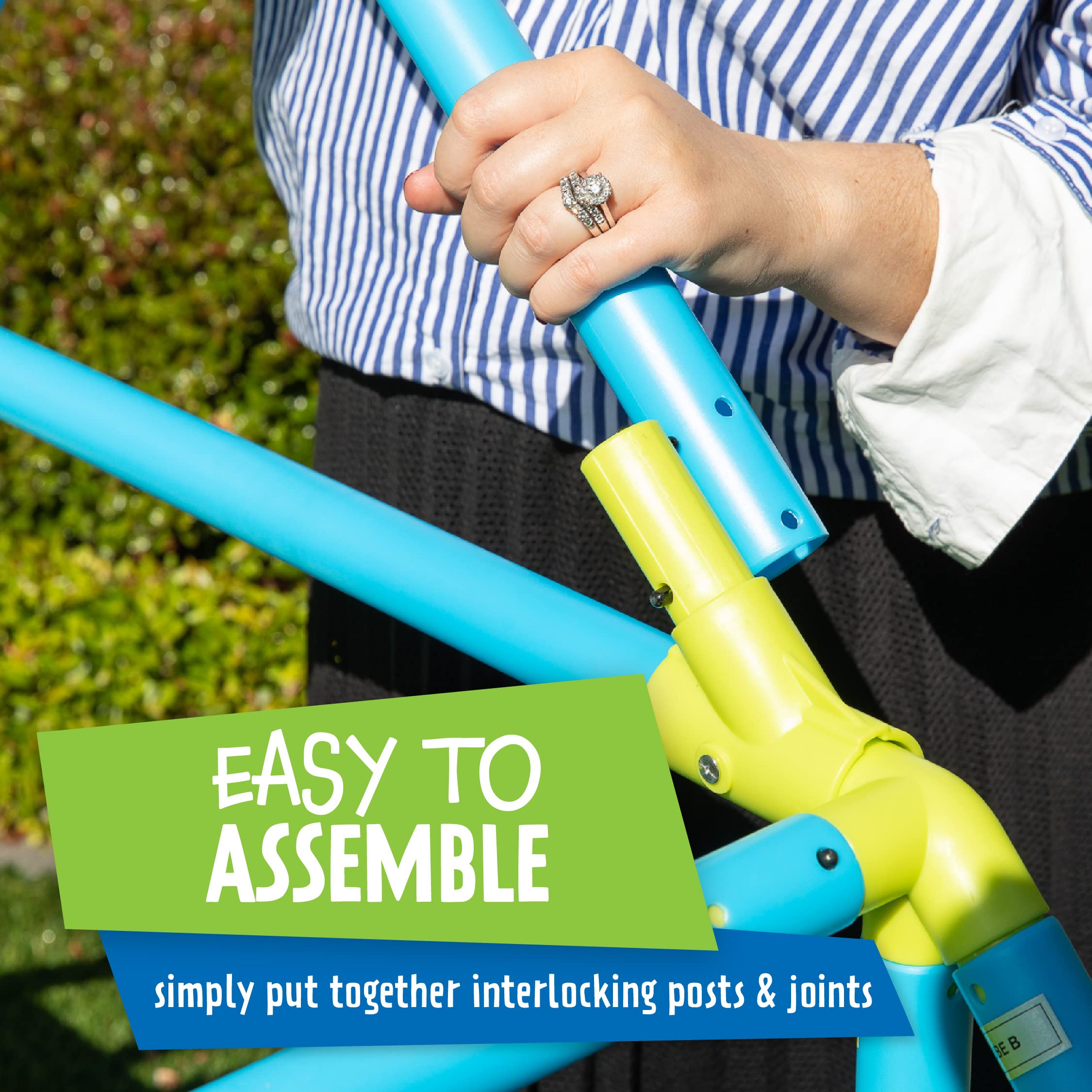 Eezy Peezy Mega Pyramid Monkey Bars Climbing Tower - Outdoor Playground Equipment for Kids Ages 3-8 | Blue & Green Jungle Gym for Backyard, Park & School Play Areas | Encourages Active Play & Physical Development