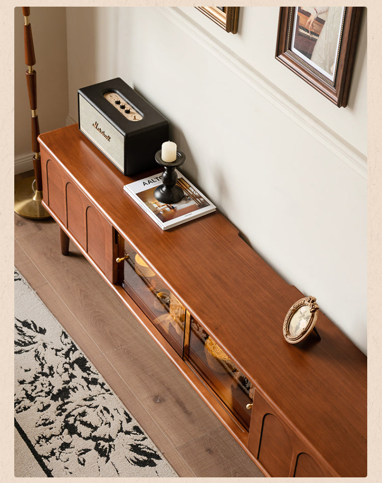 Antique Style Poplar Solid Wood TV Stand - Rustic Entertainment Center for Living Room, Bedroom & Home Theater