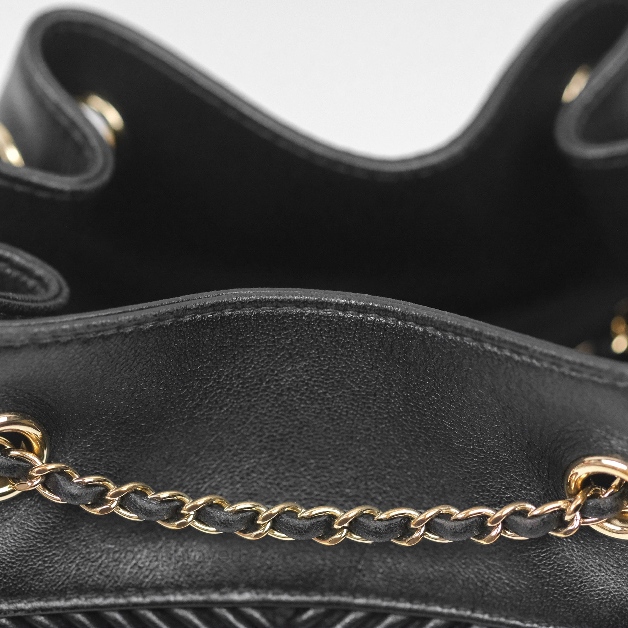 Chanel CC Chain Drawstring Bucket Bag Chevron Black Lambskin Gold Hardware - Luxury Crossbody Shoulder Bag for Women, Perfect for Parties, Date Nights & Special Occasions