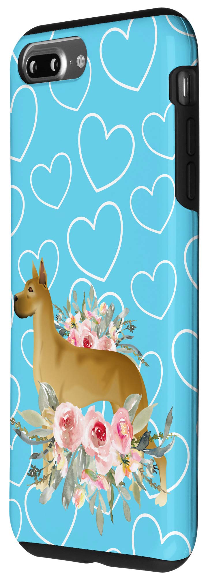 iPhone 7 Plus/8 Plus Floral Cute Great Dane Love Phone Case - Perfect Gift for Dog Lovers, Trendy Protection for Everyday Use