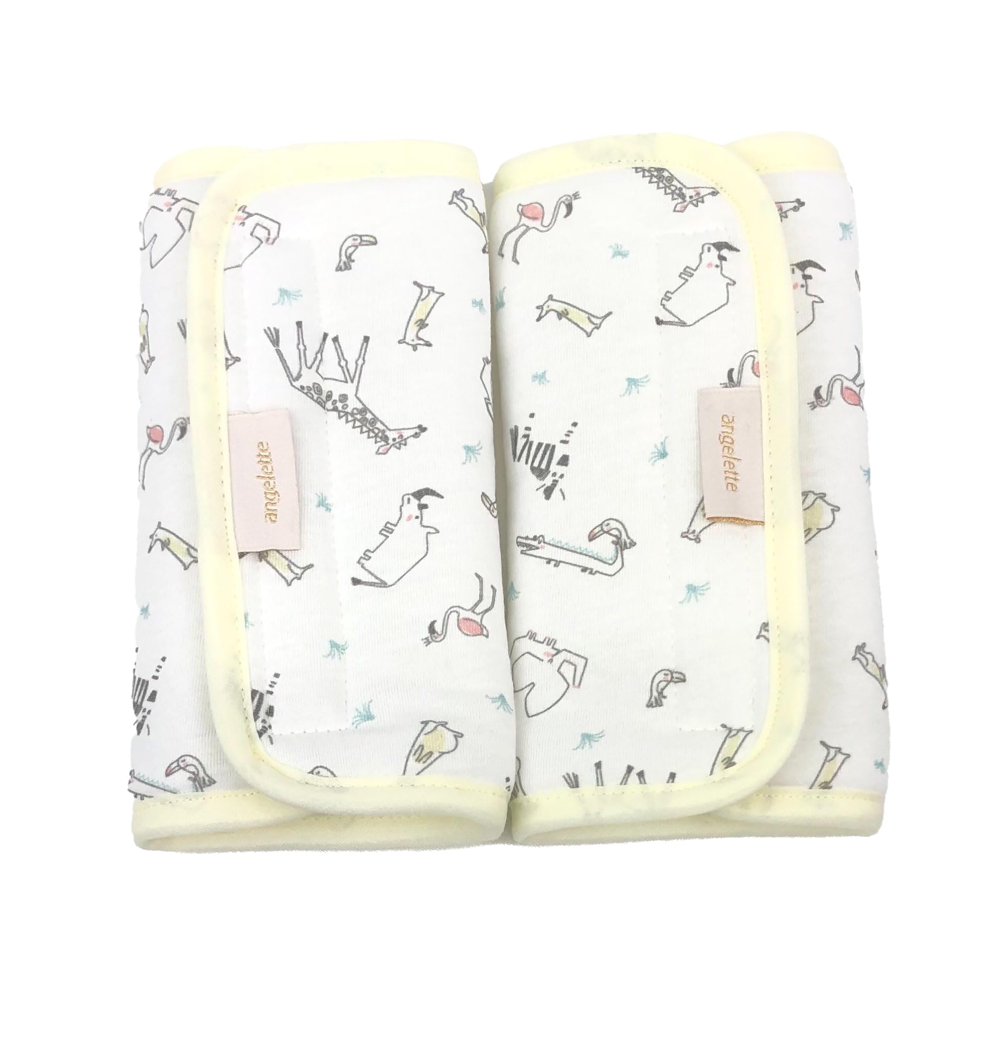 Angelette Reversible Baby Carrier Sucking Pads - Soft Drool & Teething Pads for Car Seat Straps, Stroller Belts - Machine Washable (Animal Print) - Perfect for On-the-Go Parents & Teething Infants