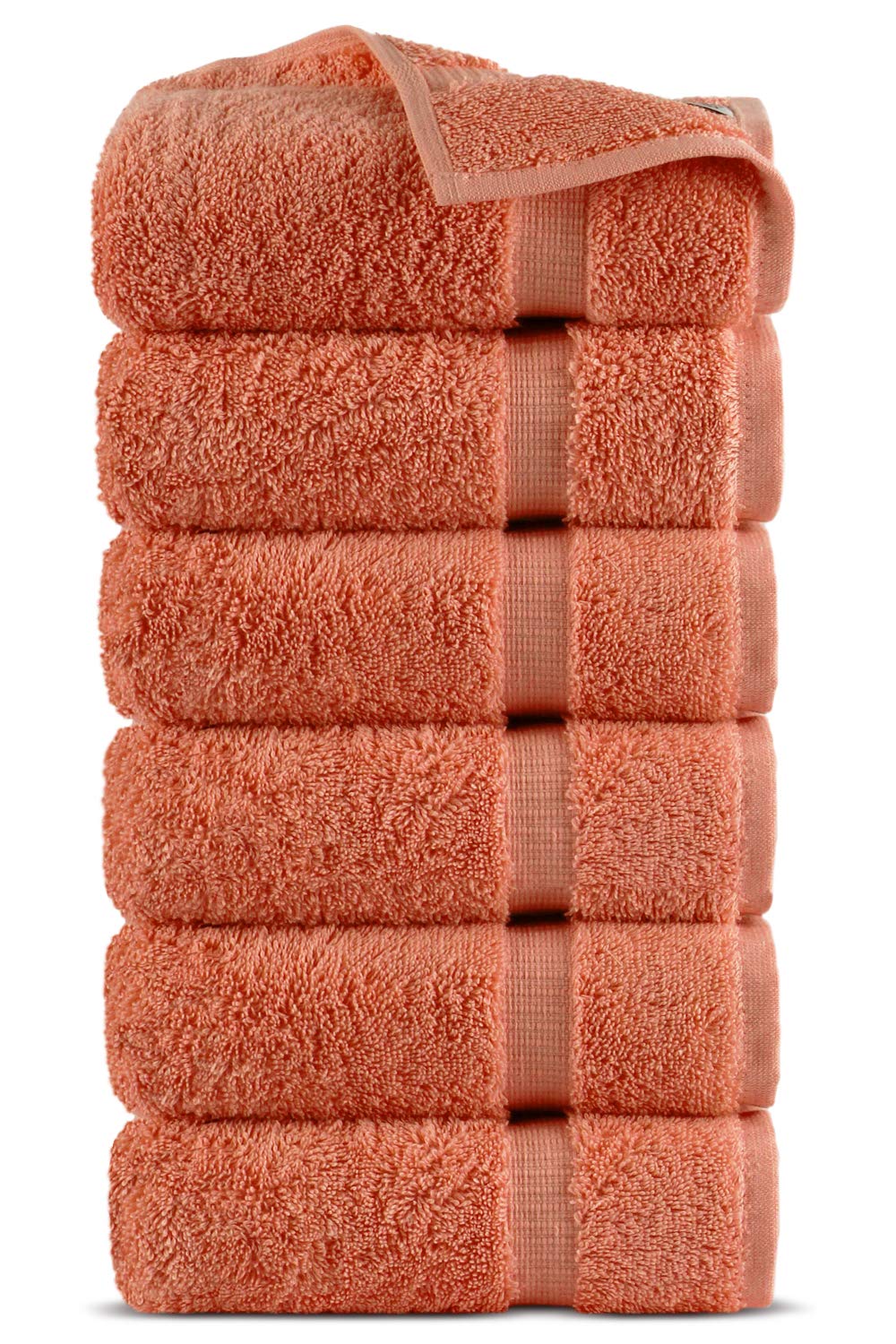 Premium 100% Turkish Cotton Bath Towel Set - Ultra Soft & Absorbent (Coral, Set of 6) - Perfect for Spa, Beach & Luxury Bathroom Decor
