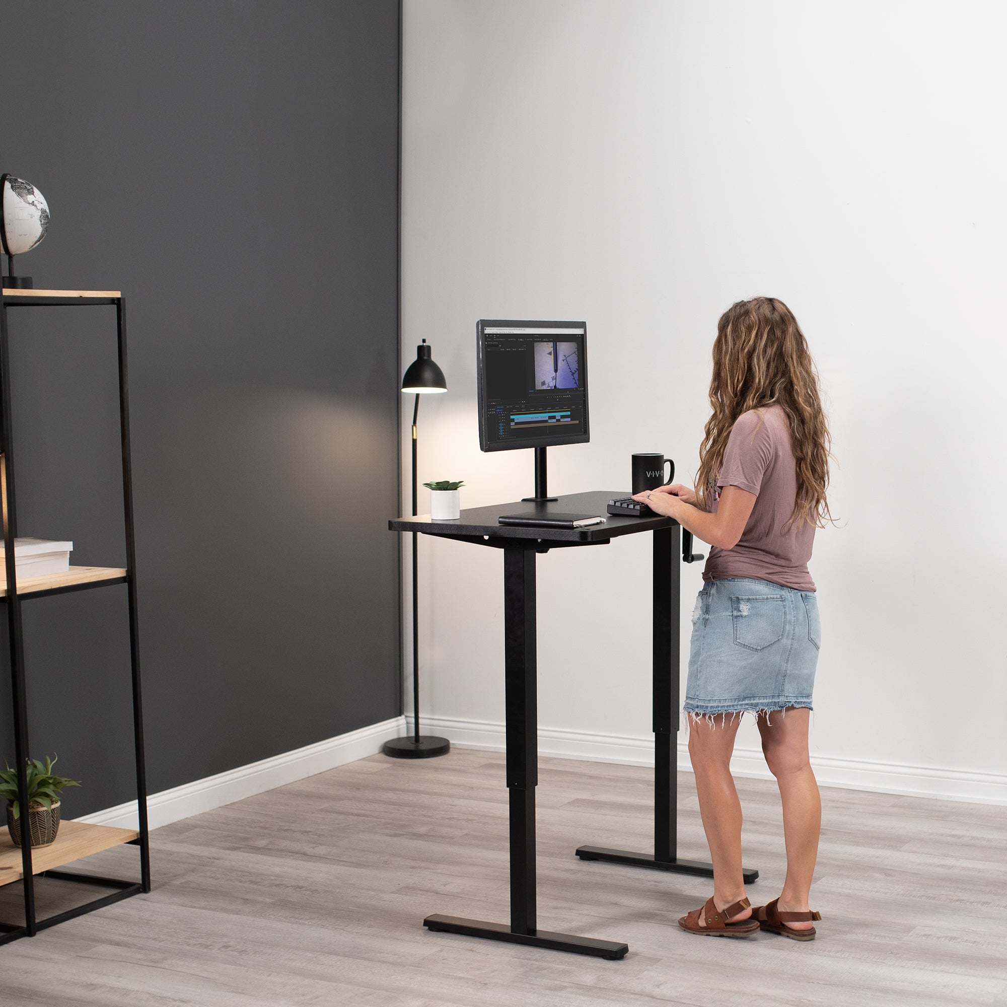 CB Series Manual Height Adjustable Desk - Ergonomic Standing Desk for Home & Office - Perfect for Work, Study & Gaming