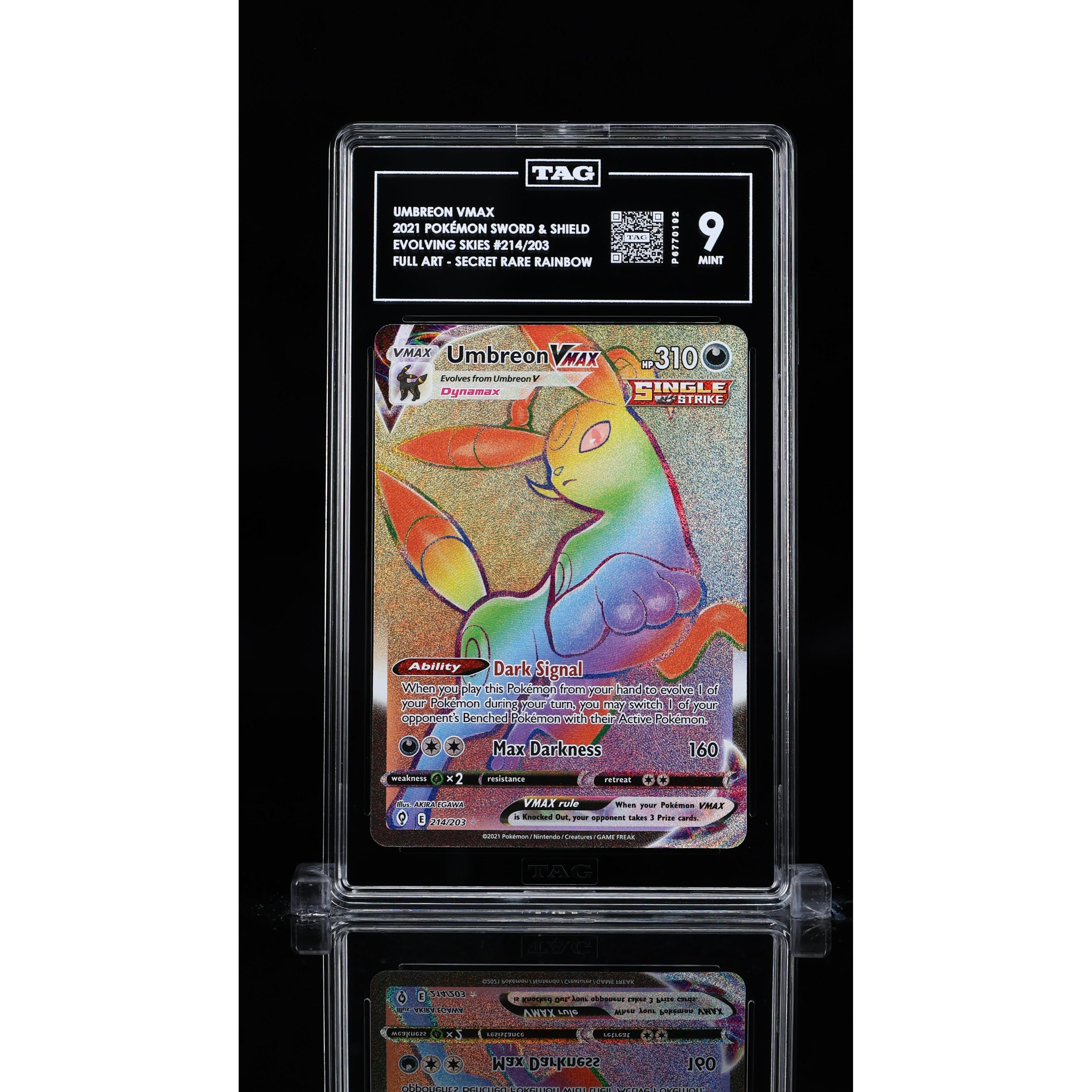 2021 Pokemon Evolving Skies Umbreon Secret Rainbow Holo 214/203 PSA 9 Graded Card - Rare Collectible for Trading Card Game (TCG) Enthusiasts & Pokemon Fans