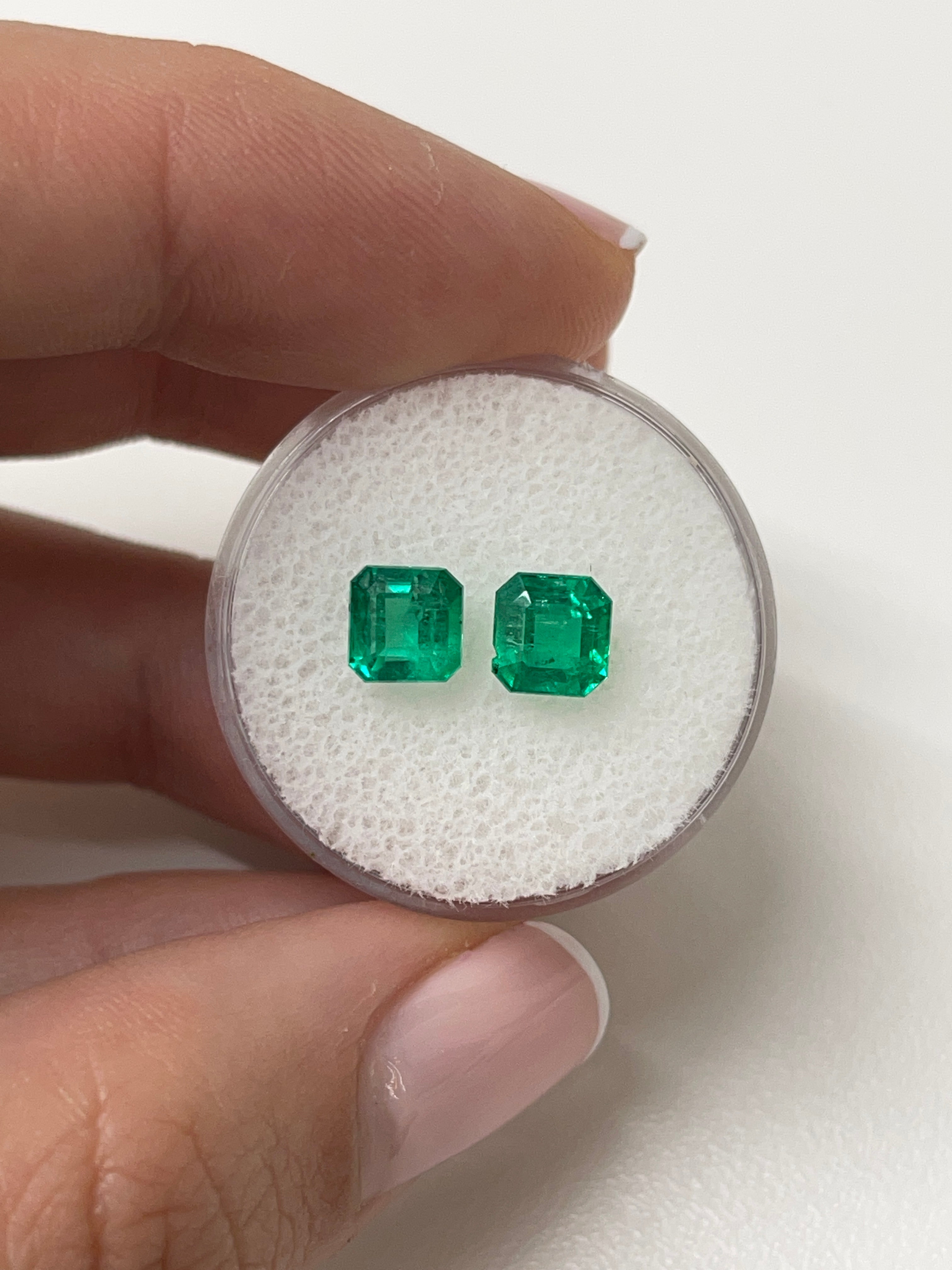 2.19tcw 6x6mm AAA Matching Muzo Green Loose Colombian Emeralds - Asscher Cut Gemstones for Jewelry Making, Engagement Rings & Luxury Gifts