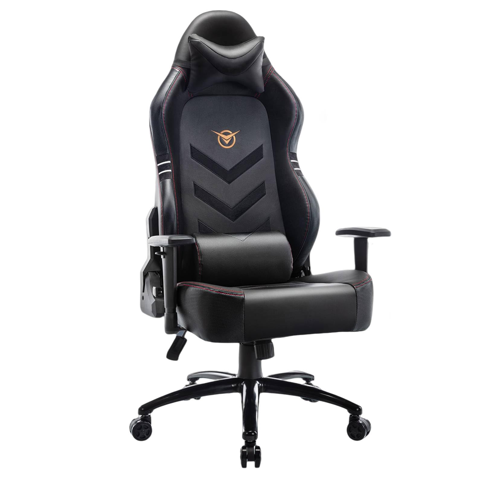 Big and Tall Gaming Chair 350lbs - Heavy Duty Ergonomic Racing Office Chair with Wide Seat, Reclining Backrest & Adjustable Armrests for Adults & Teens - Grey - Perfect for Long Gaming Sessions, Work from Home & Office Use