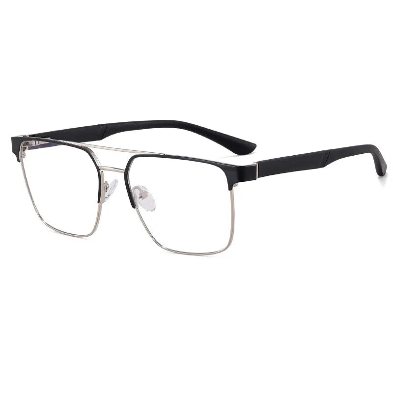 CCspace Unisex Full Rim Square Double Bridge Alloy Eyeglasses Frame 301561 - Stylish & Durable for Work, Reading, and Everyday Wear