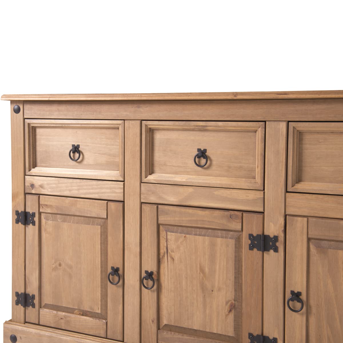 Corona Sideboard Buffet with 3 Doors & 3 Drawers - Solid Wood Storage Cabinet, Cupboard Console Table for Living Room, Kitchen Island, Dining Room & Hallway - Perfect for Home Organization & Stylish Storage (Brown)