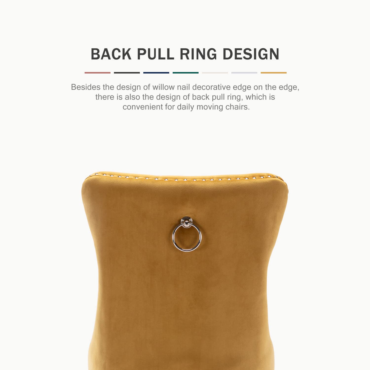 Luxury Velvet Dining Chairs Set of 2 - Upholstered Tufted Accent Chairs with Ring Pull Trim & Button Back, Mid-Century Modern Dining Room Chairs for Kitchen, Living Room, Bedroom (Gold) | Perfect for Home Decor, Dinner Parties & Cozy Seating Areas