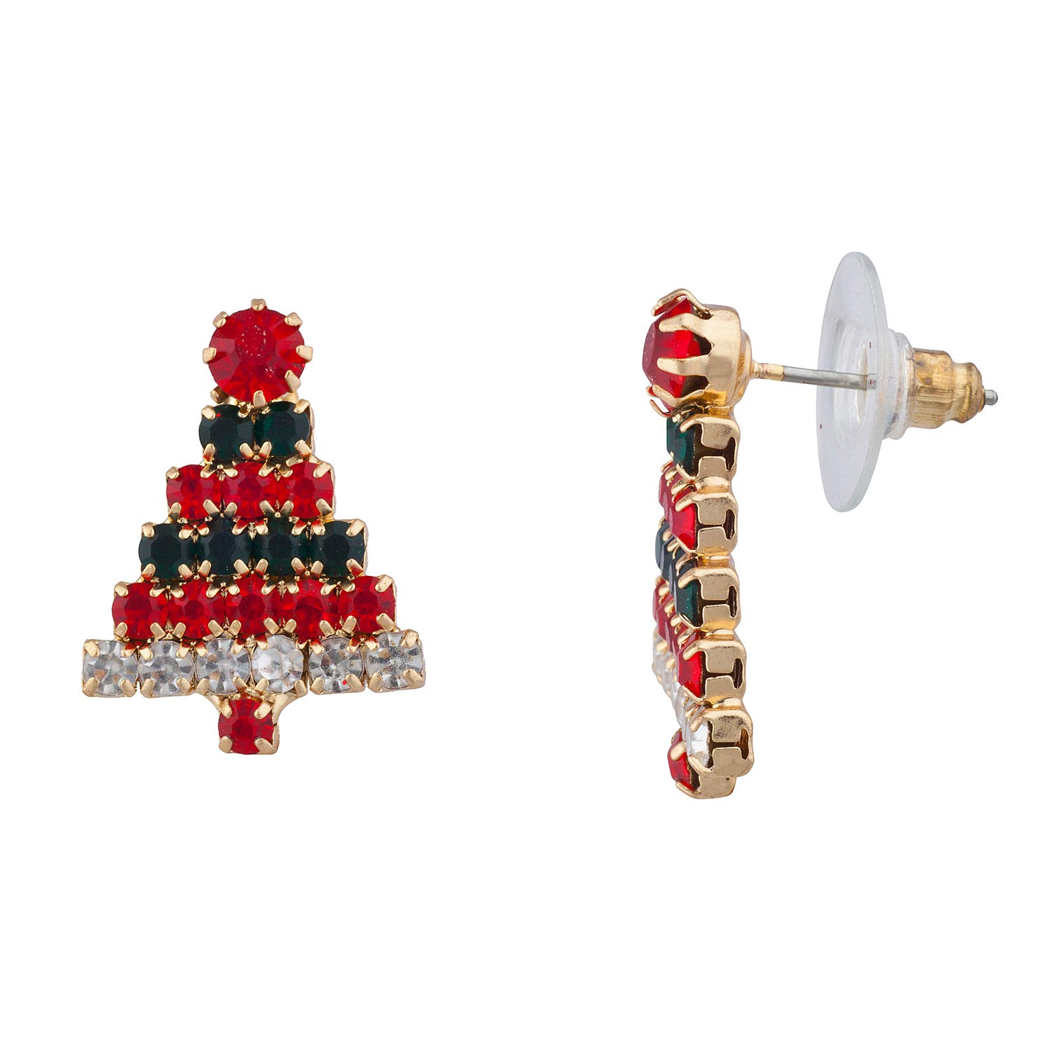 Gold Tone Christmas Tree & Red Hat Earrings - Festive Holiday Jewelry for Women, Party Accessories, Gift Ribbon Design - Perfect for Christmas Parties, Office Celebrations & Holiday Gifting