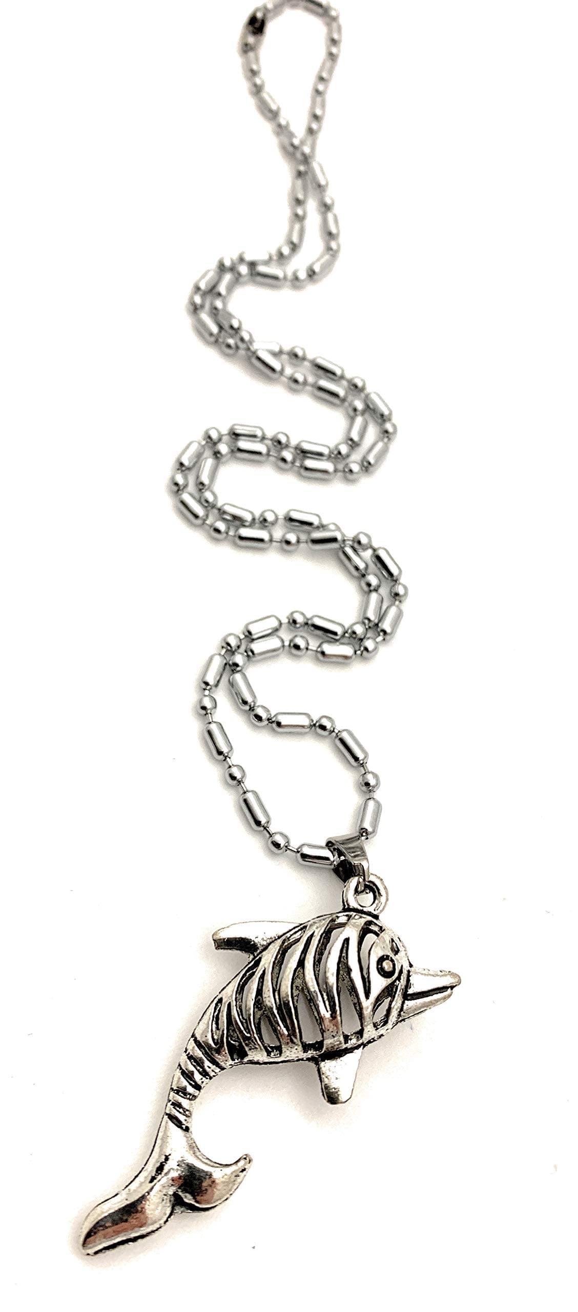 3D Dolphin Necklace for Women & Girls - Sterling Silver Hollow Dolphin Pendant with Matching Animal Keepsake Card - Perfect Gift for Birthday, Anniversary & Valentine's Day - Ocean & Beach Theme Jewelry
