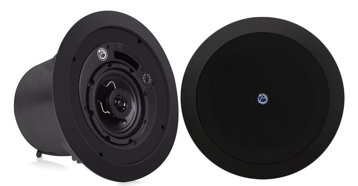 Atlas Sound FAP42T Strategy II Series 4 Inch Coaxial In-Ceiling Speaker Pair - Black | High-Quality Ceiling Audio Solution for Home Theater, Background Music & Commercial Spaces