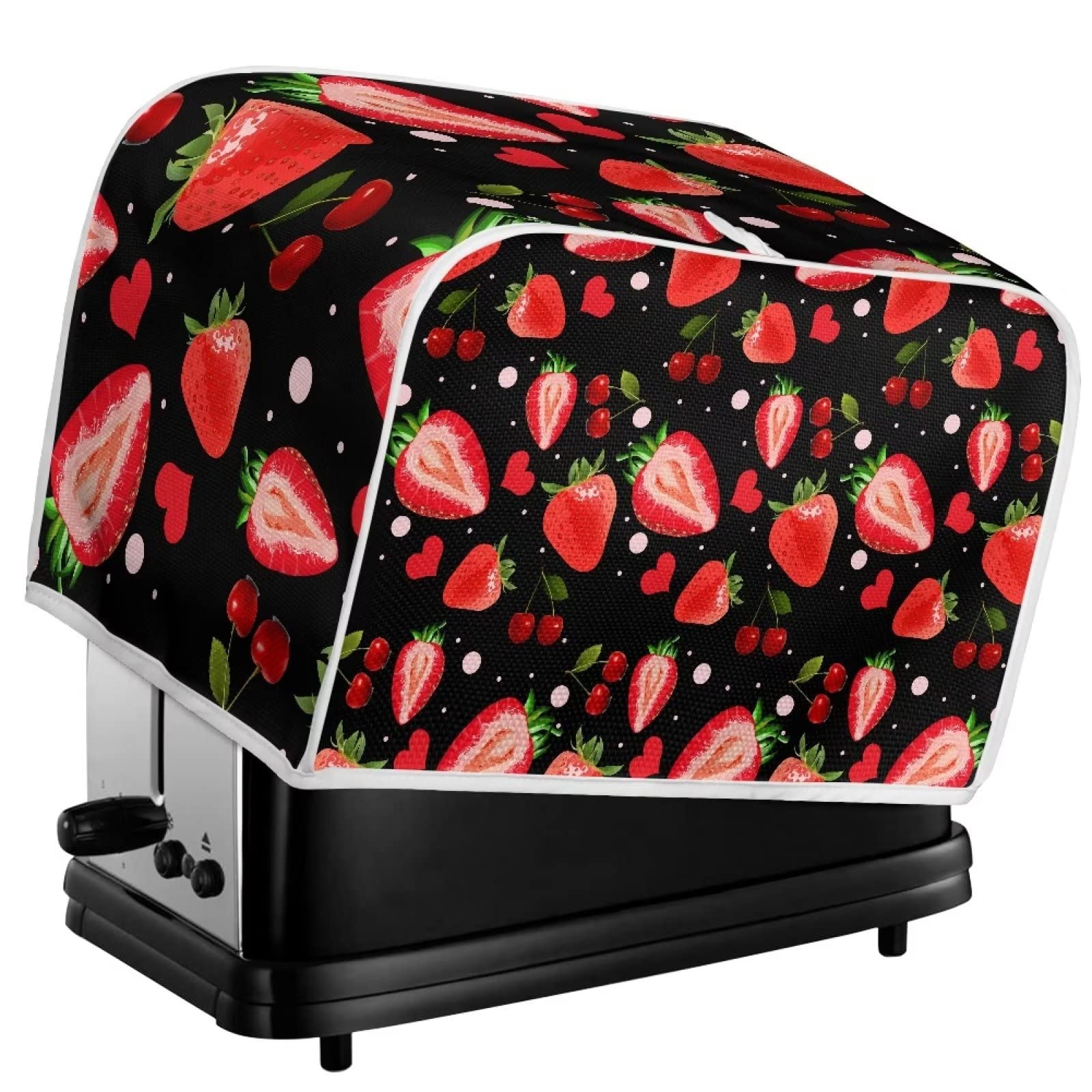 FOR U DESIGNS Strawberry Print Bread Machine & Toaster Oven Cover - Fashionable, Durable & Washable 2-Slice Toaster Cover for Small Kitchen Appliances - Perfect for Countertop Protection & Stylish Kitchen Decor