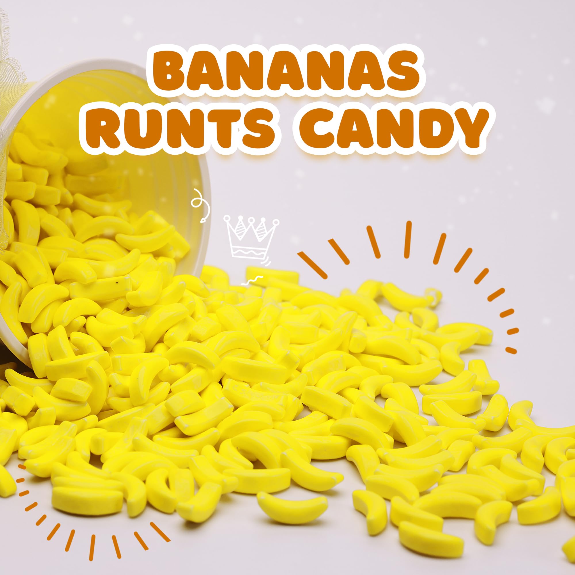 Banana Runts Hard Candy - 1200 Pieces (1.7 lb) Bulk Candy for Gumball Machines, Cake Decorations, Party Favors & Easter Baskets - Yellow Banana Flavored Candy for Pinatas, Goodie Bags & Birthday Parties - Perfect for Candy Buffets and Sweet Treat Displays