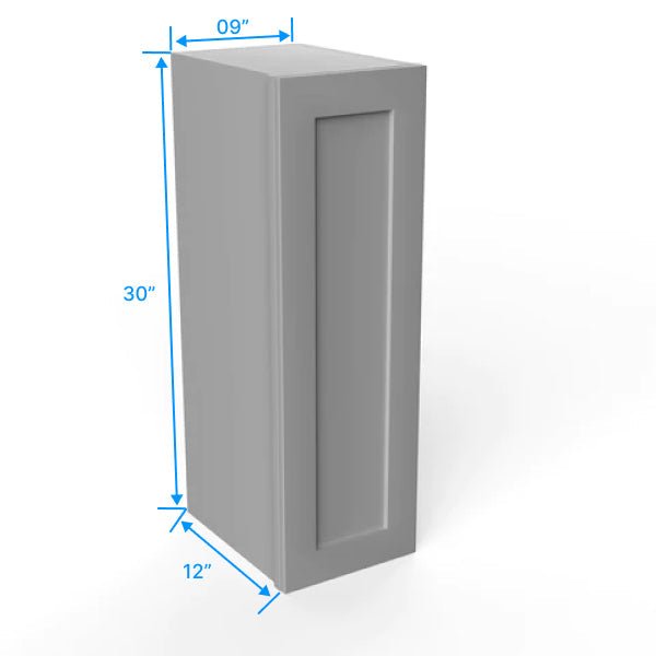30 Inch Grey Shaker Wall Cabinet - 9W x 30H x 12D - Perfect for Kitchen, Bathroom & Laundry Room Storage