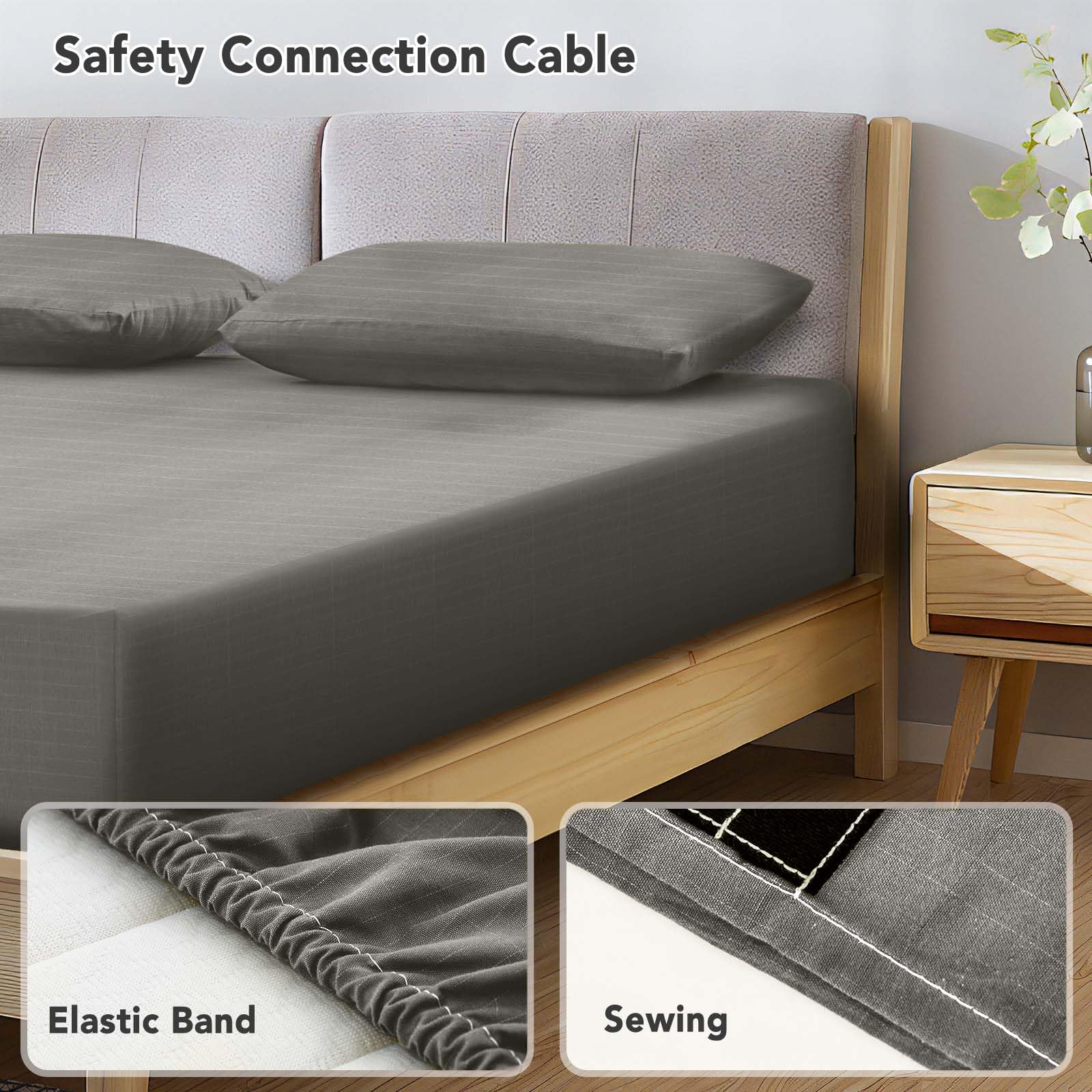 Organic Cotton & Silver Fiber Grounding Sheets King Size - Deep Gray for Better Sleep & Wellness | Perfect for ESD Protection, Stress Relief & Improved Sleep Quality