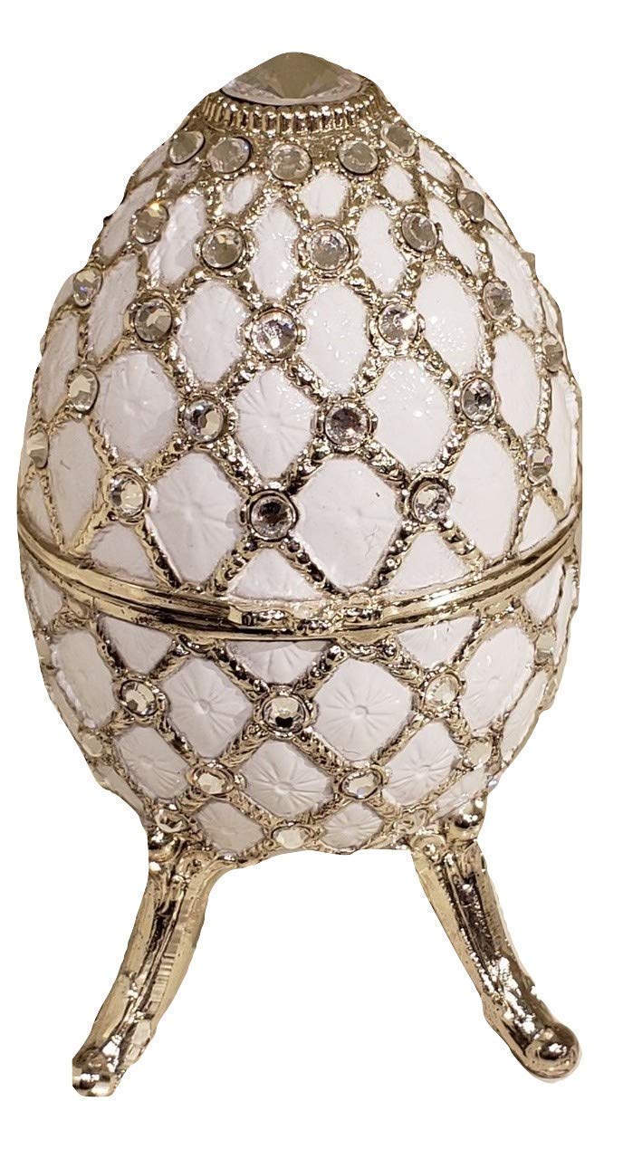 Elegant White Pearl Egg-Shaped Music Jewelry Box with Swarovski Crystals - Plays 'A Time for Us' Melody | Perfect Gift for Valentine's Day, Birthday & Anniversary