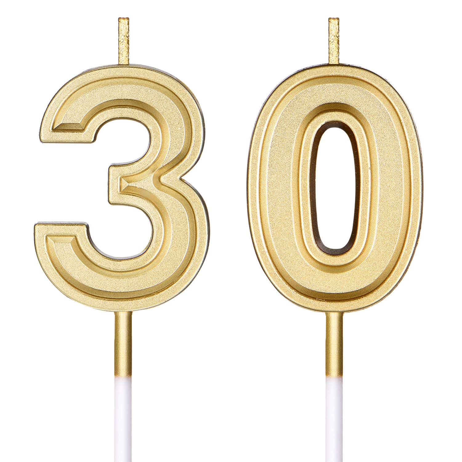 30th Birthday Cake Candles - Gold Number 30 Candles Topper for Birthday, Wedding & Anniversary Celebrations - Perfect for Cakes, Cupcakes & Dessert Decorations