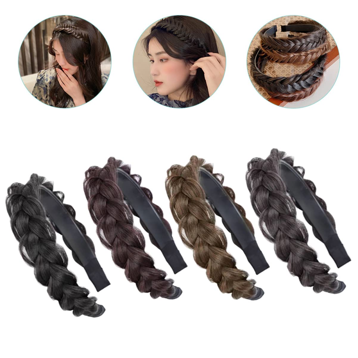 LALAFINA 8 Pcs Wig Twist Headband - Toothed Hair Bands for Women & Girls, Banana Hair Claw Clips, Pink Wide Headbands, Brown Wig Tiara Comb - Perfect for Braiding, Styling, and Securing Wigs (Matte Finish)