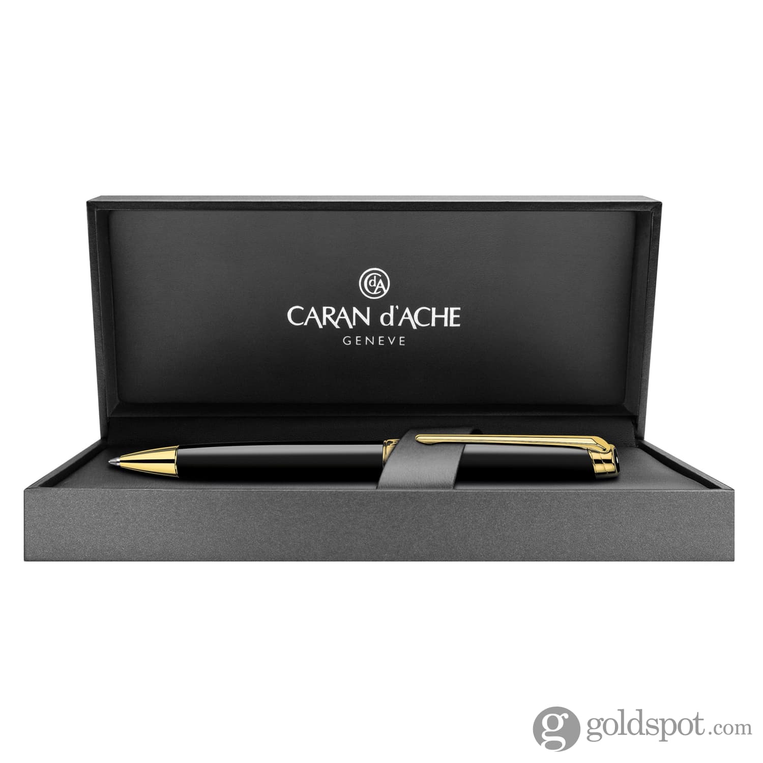 Luxury Caran d'Ache Léman Ebony Black Lacquer Ballpoint Pen with 24K Gold Plating - Premium Writing Instrument for Business Professionals & Gift Giving