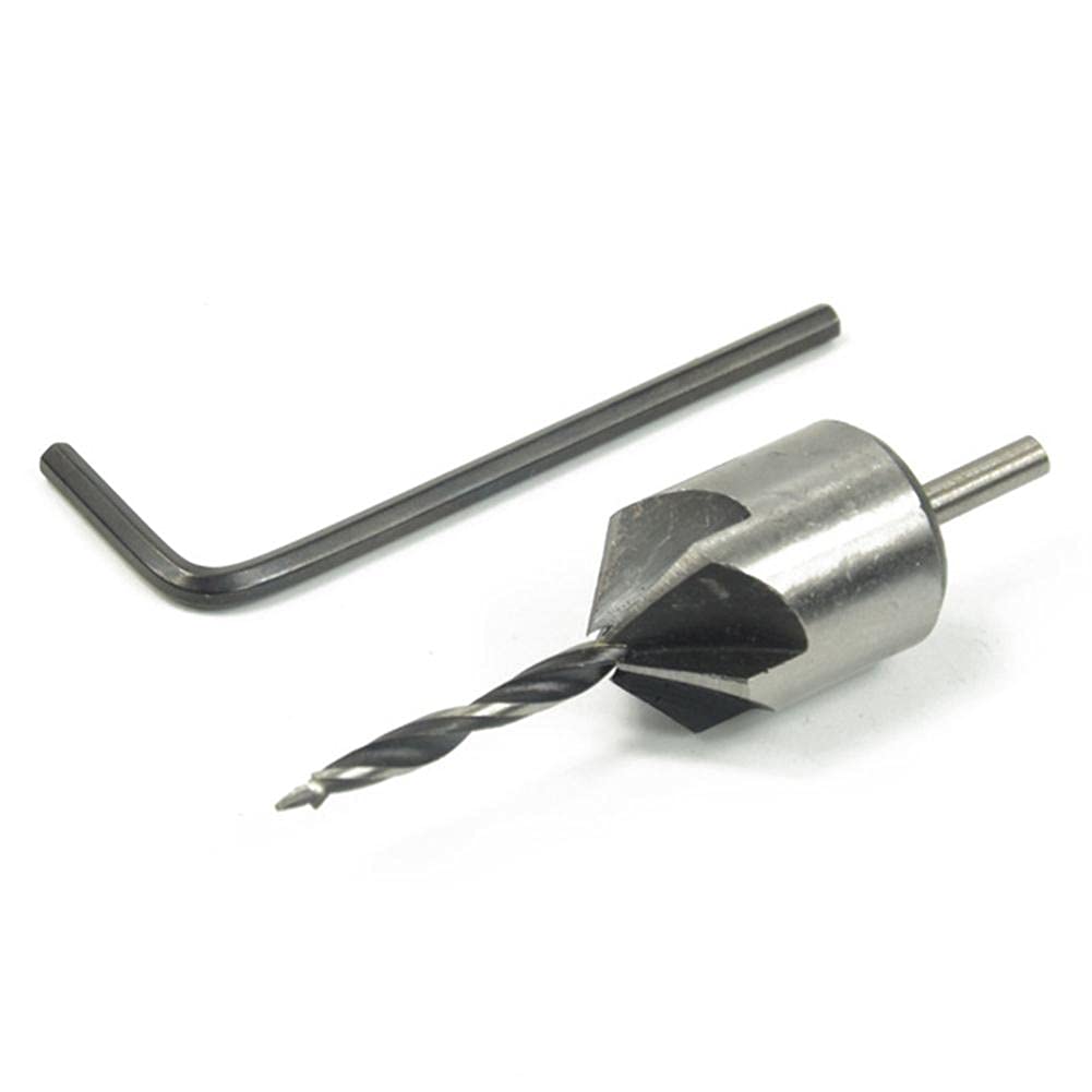 4Pcs HSS 5 Flute Countersink Drill Bit Set (3mm-6mm) for Woodworking, Chamfering & End Milling - Perfect for Carpentry, DIY Projects & Professional Woodworking Tools